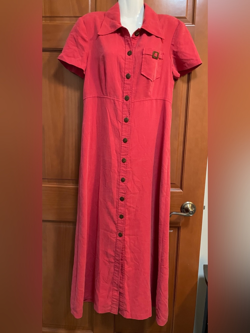 Liz Claiborne Button-Front Coral Pink Maxi Skirt